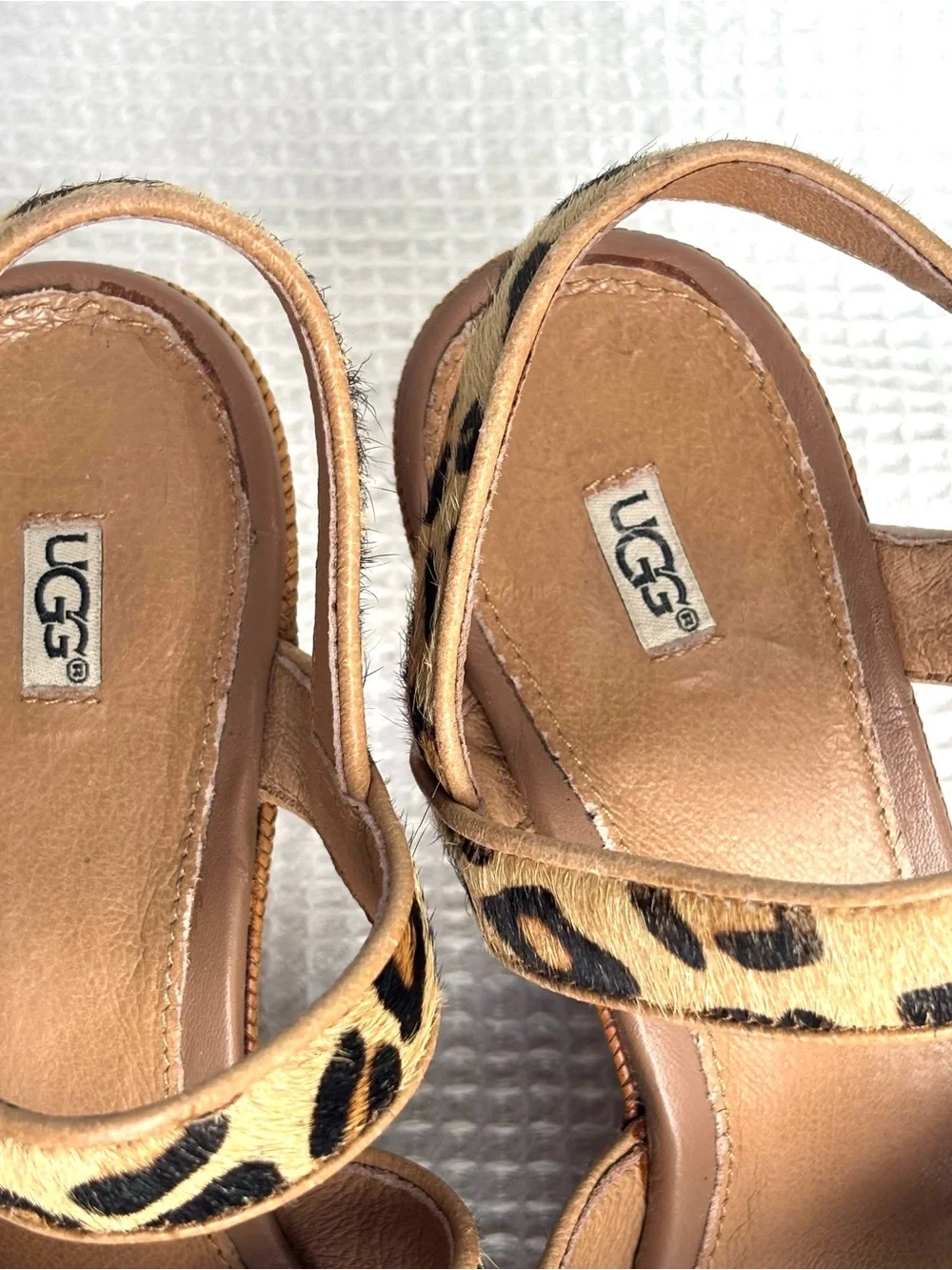 UGG Leopard Print Platform Sandals - Tan/Black